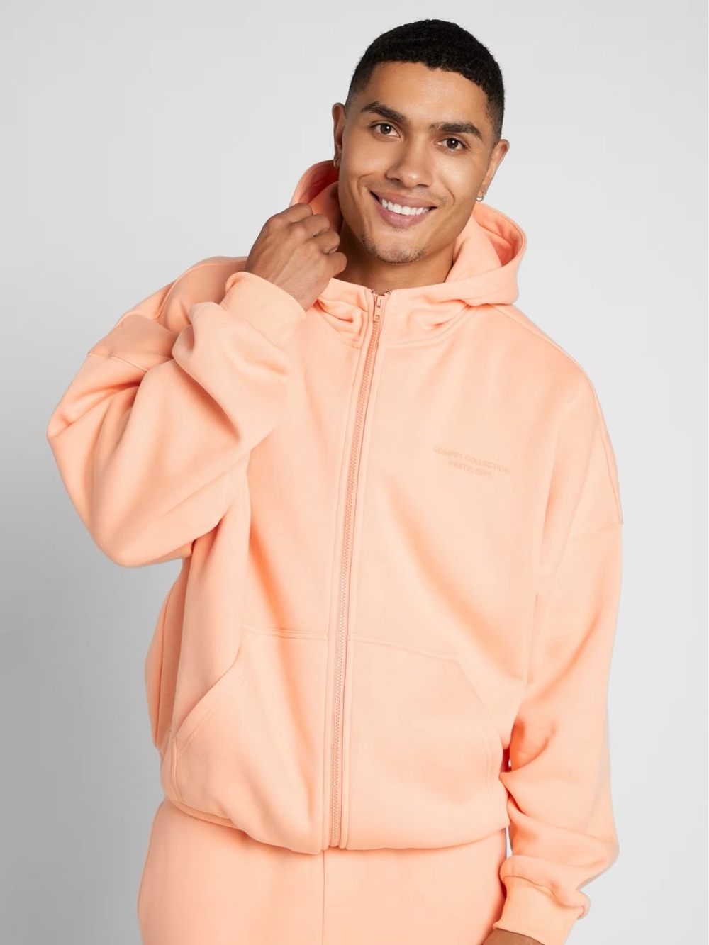 Comfrt Pastel Edit Zip Up Hoodie in Creamsicle